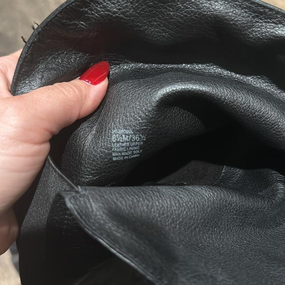 Vince Camuto Black Leather Riding Boots with gold buckles over the knee - Picture 13 of 13